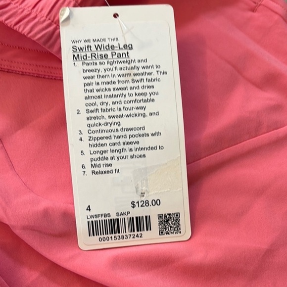 Lululemon Swift Mid Rise Wide Leg Size 4 in Sakura Pink - Picture 5 of 5